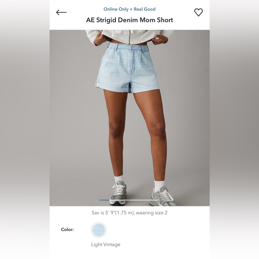 AE Strigid Denim Mom Short Size 8